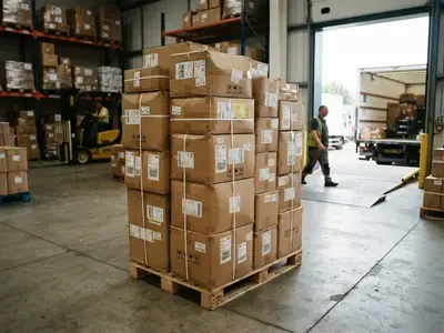 Hàng đóng kiện chuẩn bị giao cho đại lý của Tứ Lan